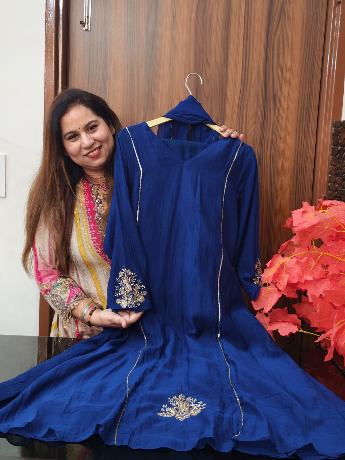Inaaya blue pure mul chanderi suit set (INCP 113)