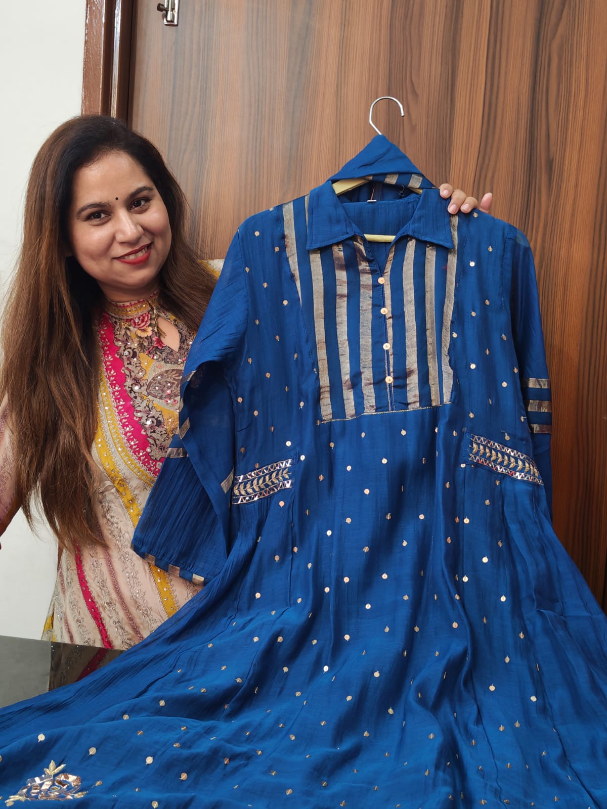 Inaaya blue pure banarasi mul chanderi suit set (INCP 121)