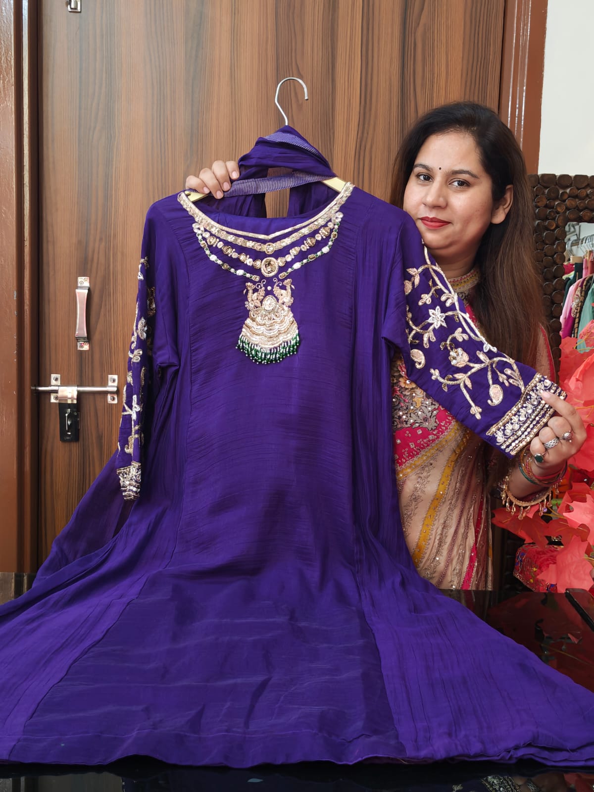 Inaaya navy blue pure banarasi mul chanderi suit set (INCP 123)