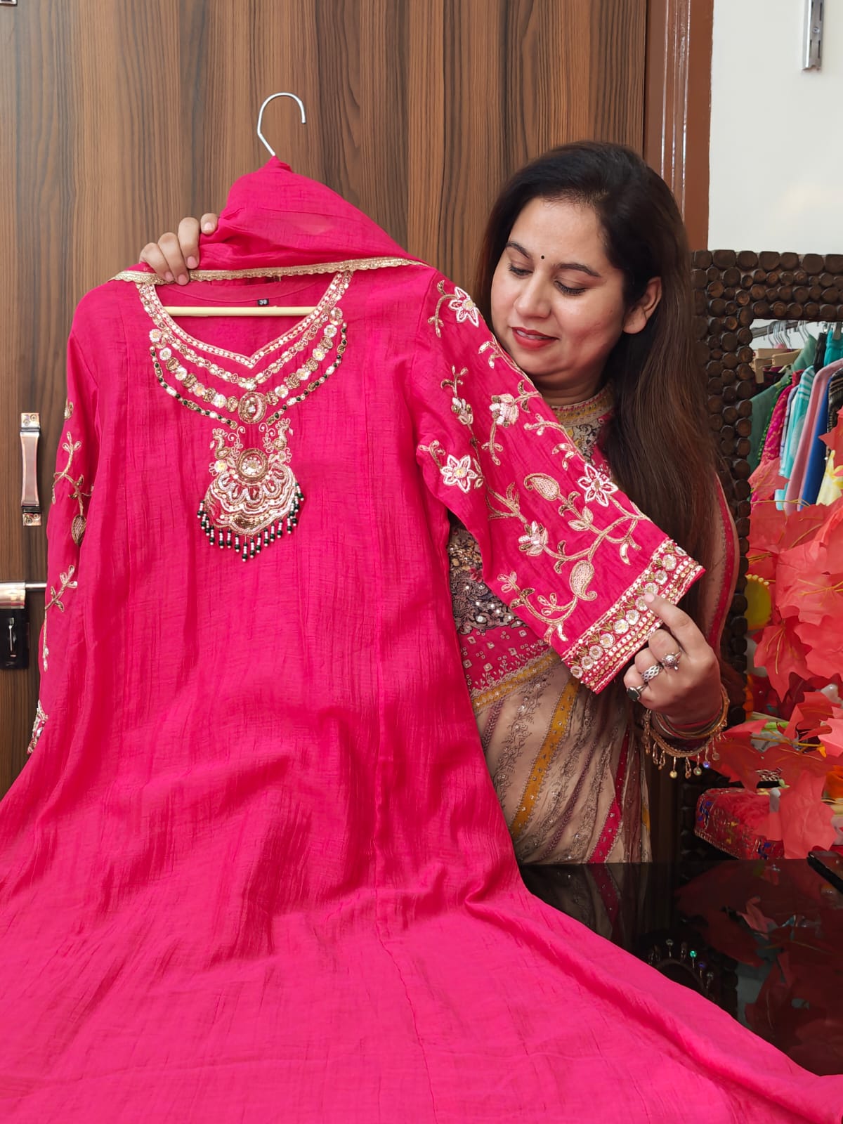 Inaaya pink pure mul chanderi suit set (INCP 127)