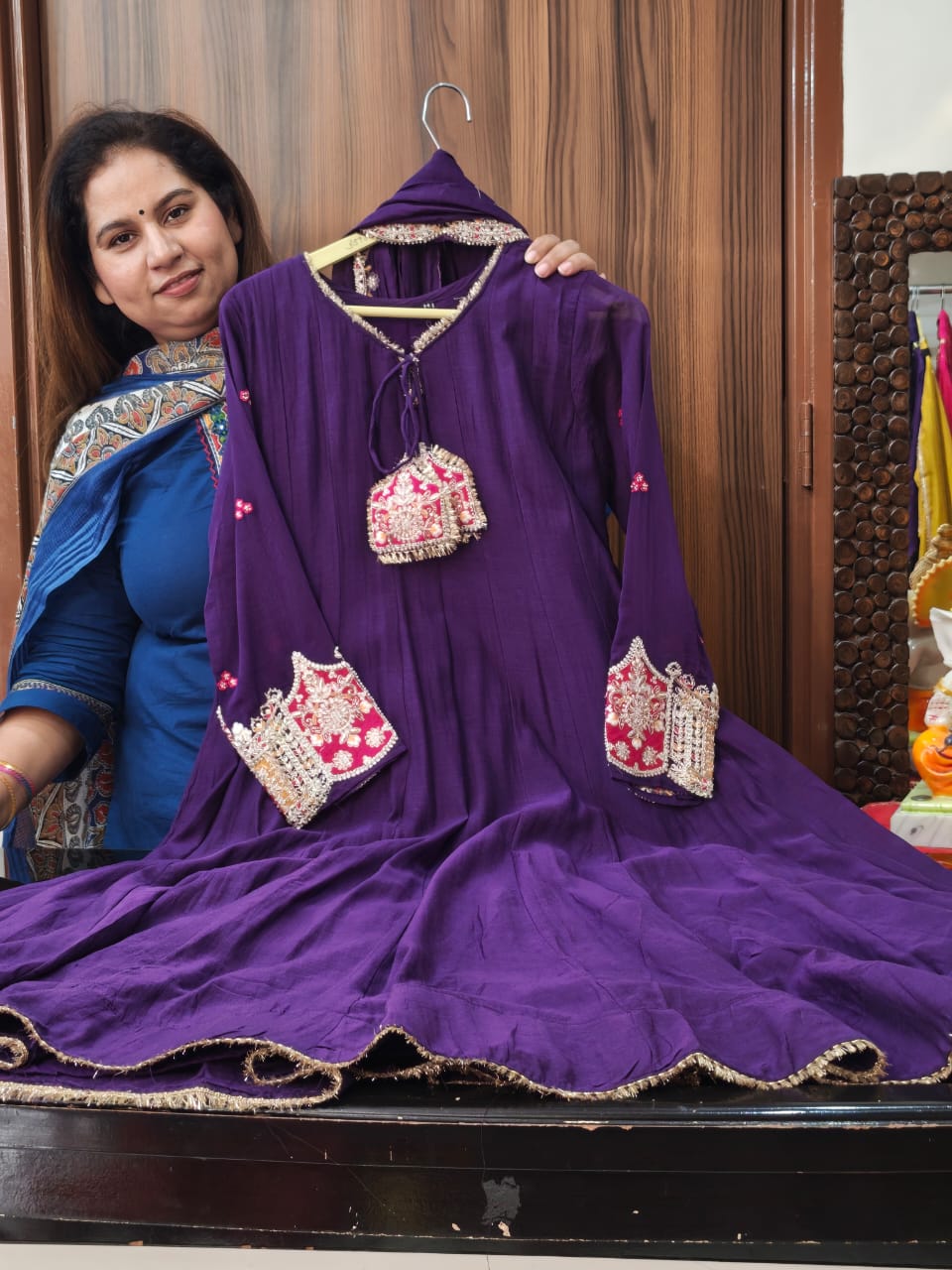 Inaaya purple pure mul chanderi suit set (INCP 203)