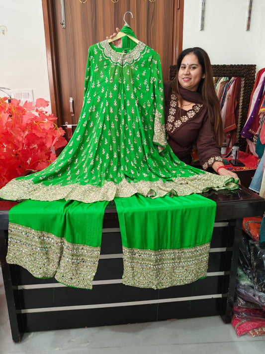 Inaaya Green Anarkali suit set (INCP 011)