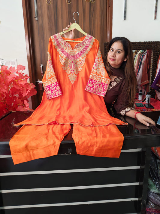 Inaaya Safron Co-ord suit set (INCP 012)
