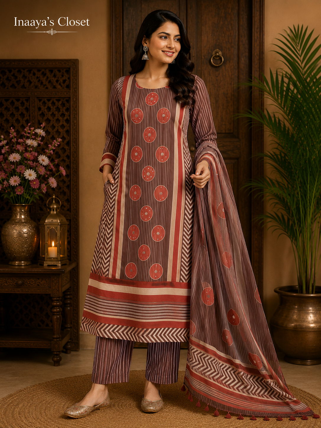 Geometric Printed Straight Suit