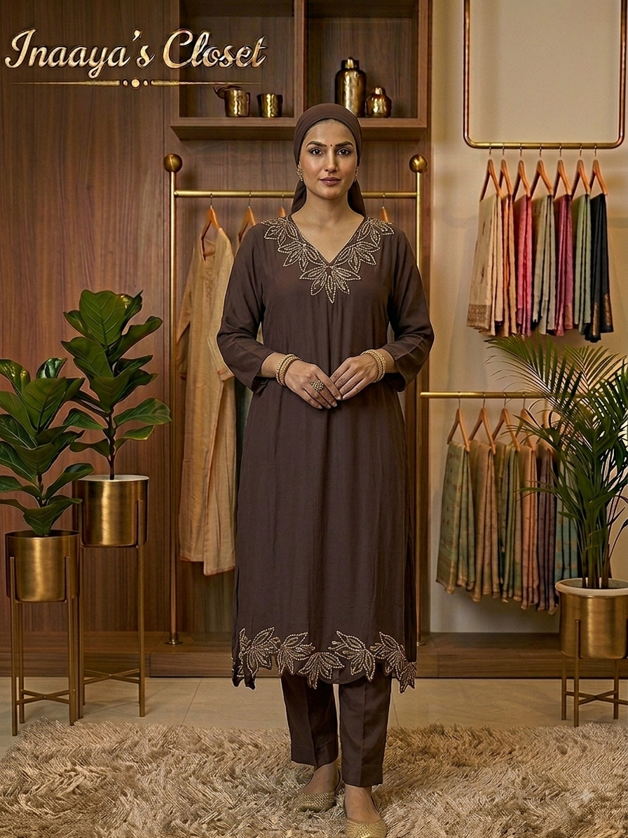 Dark Chocolate Silk Kurta Set