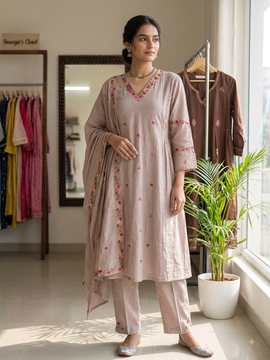Cotton-Silk Anarkali Kurta Set