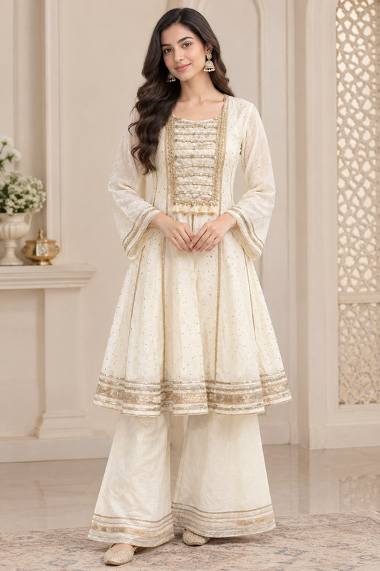 Inaaya Ivory party wear suit set (INCP 063)