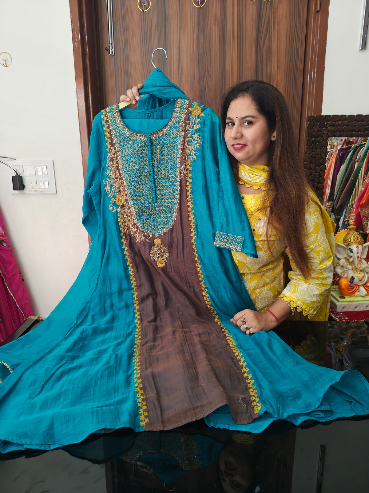 Inaaya sky blue russian silk suit set (INCP 056)