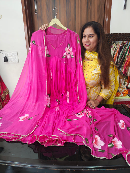 Inaaya pink ink russian silk suit set (INCP 055)