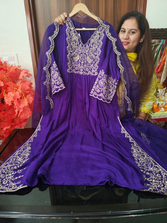 Inaaya purple russian silk suit set (INCP 061)