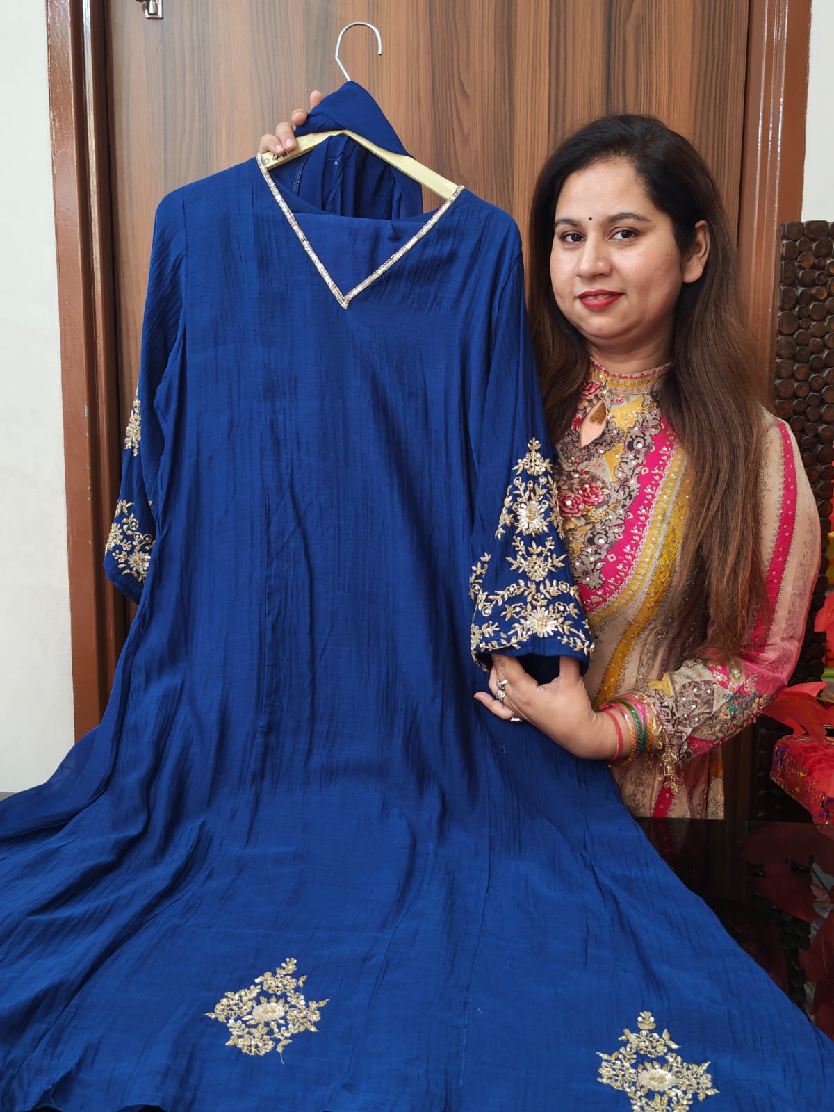 Inaaya blue pure banarasi mul chanderi suit set (INCP 130)