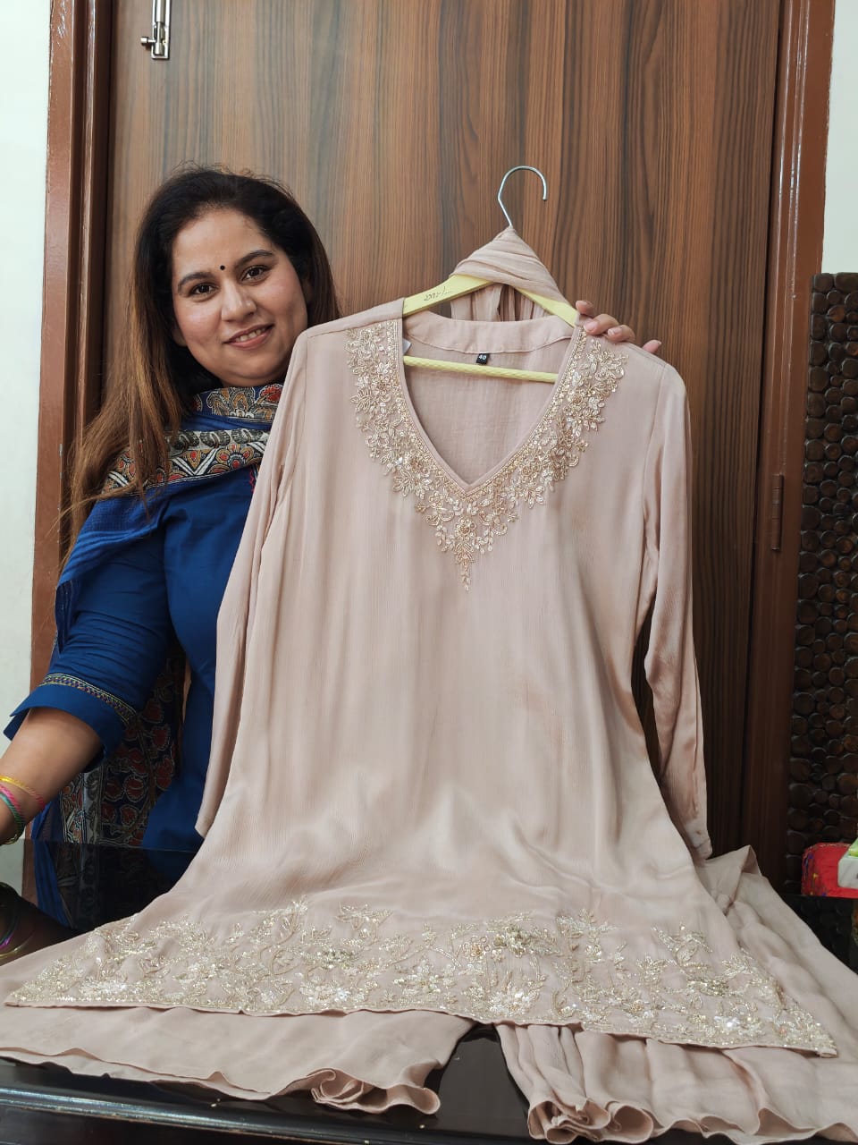 Inaaya pure chinnon hand work with palazzo suit (INCP 205)