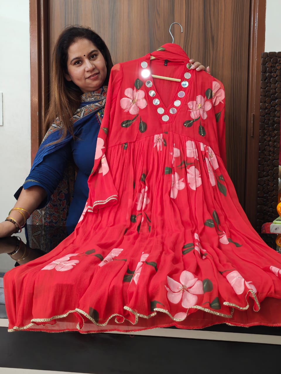 Inaaya brush pant pure shiffon anarkali suit (INCP 214)