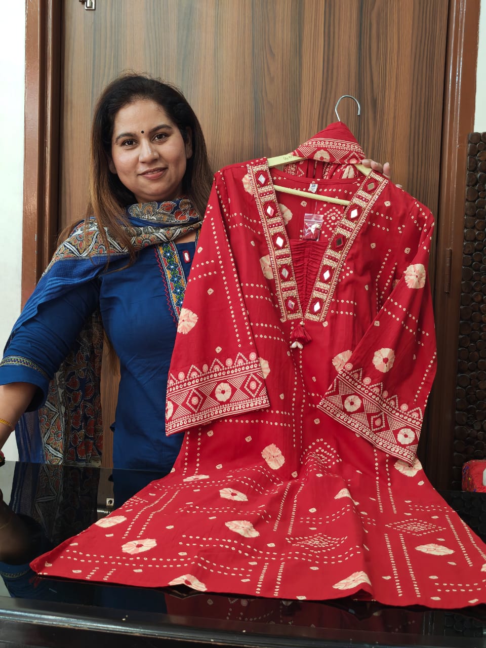 Inaaya chrimson red cotton straight suit set (INCP 215)