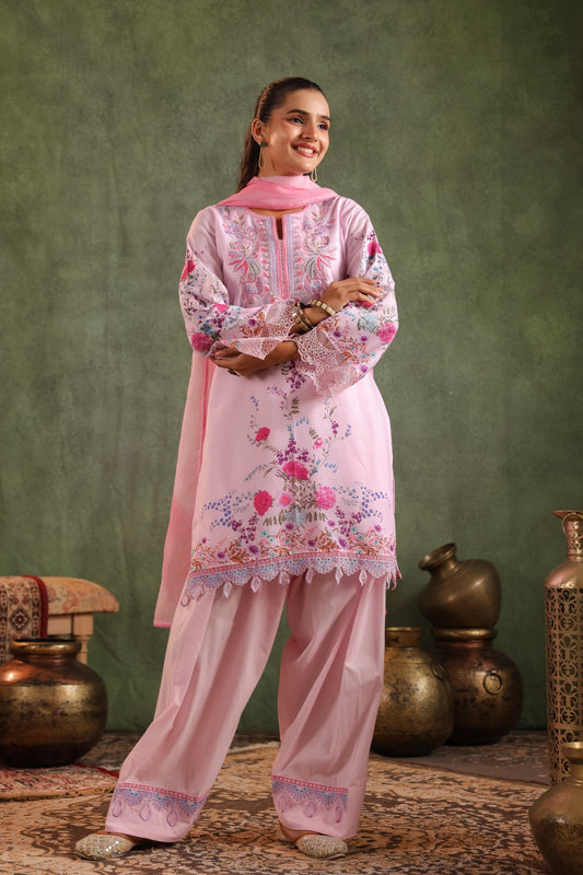 Inaaya light pink chinnon suit set (INCP 043)