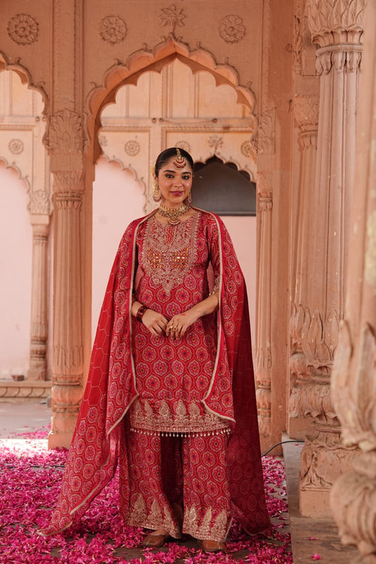 Inaaya chinnon fabric fastival wear suit set (INCP 046)