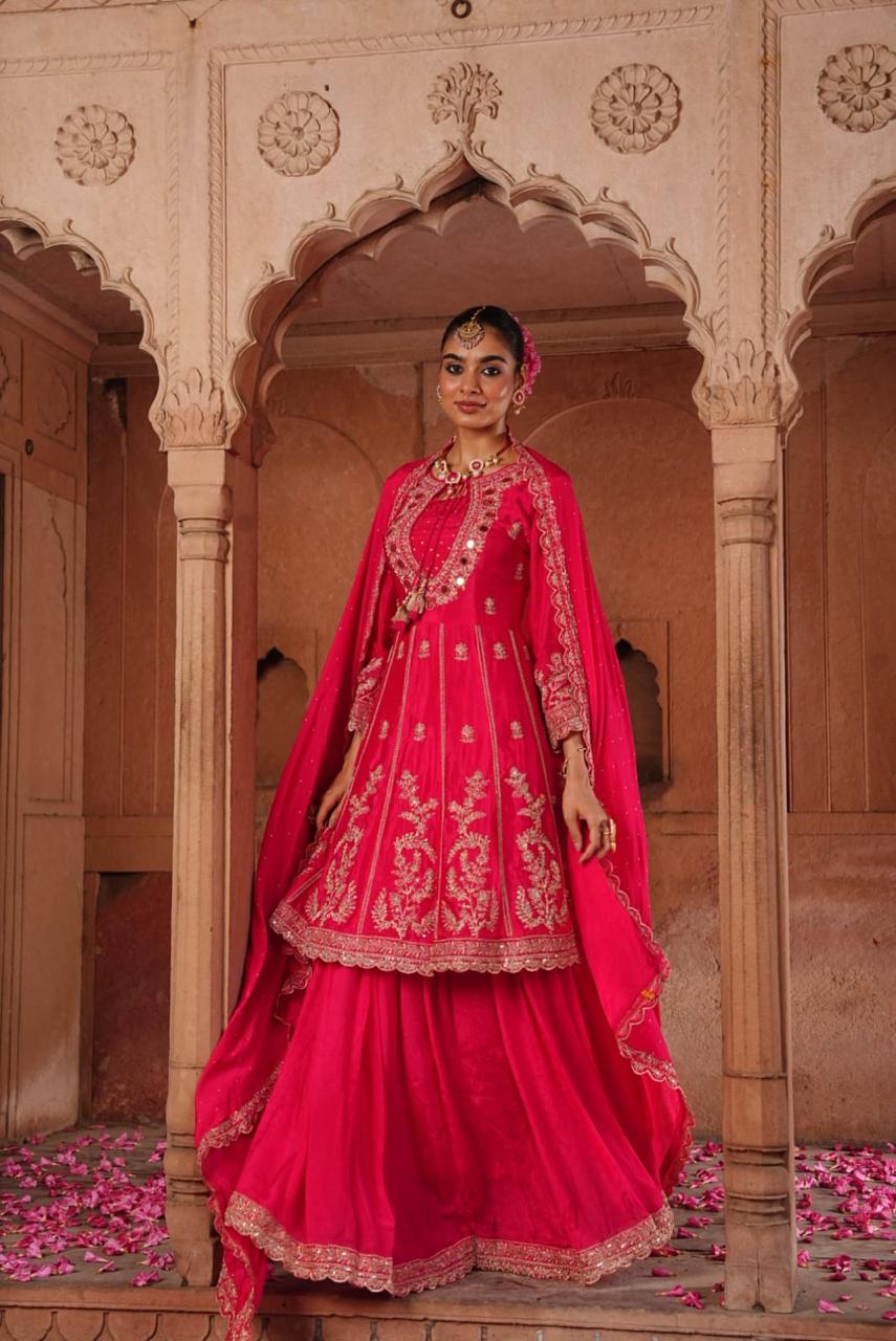 Inaaya carmine chinnon fastiv wear suit set (INCP 050)