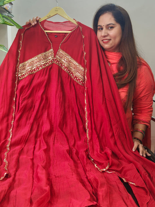 Inaaya red aline suit set (INCP 103)