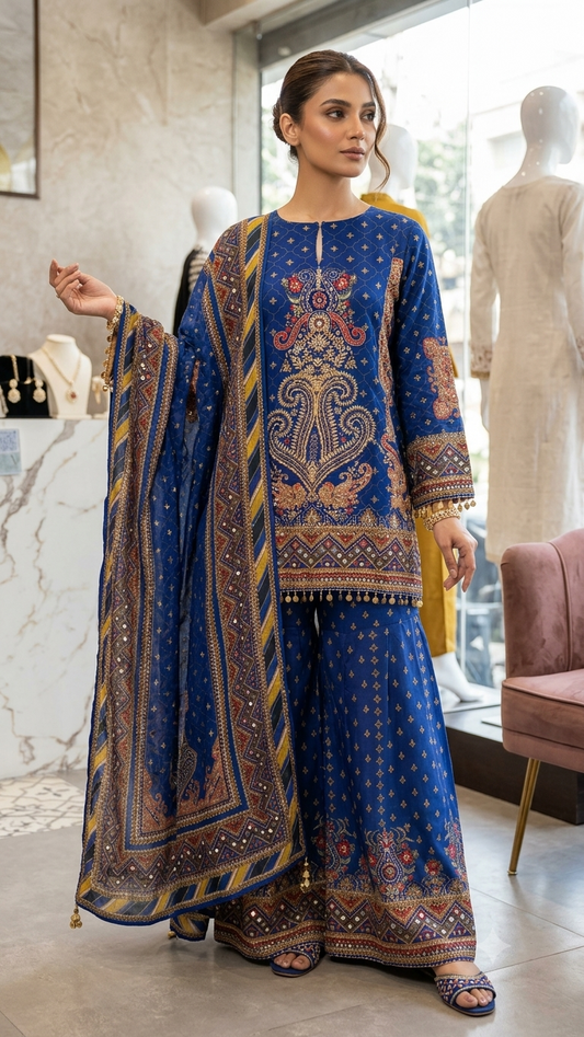 Inaaya blue sharara suit set (INCP 069)