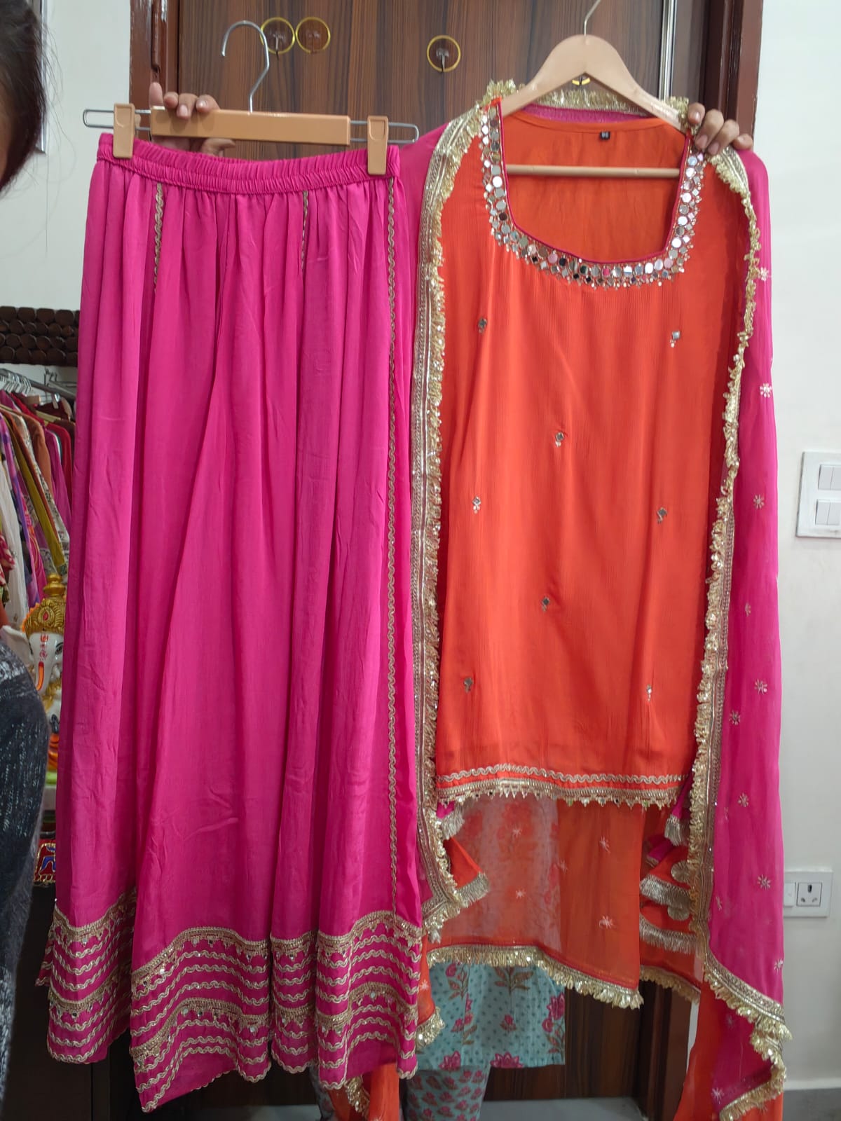 Inaaya Mirror-Work Kurti Lehenga Set