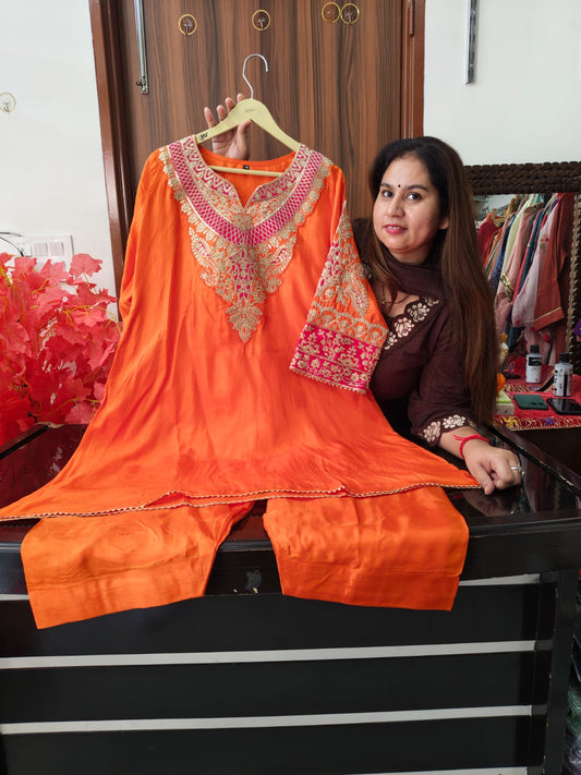 Inaaya Safron Co-ord suit set (INCP 012)