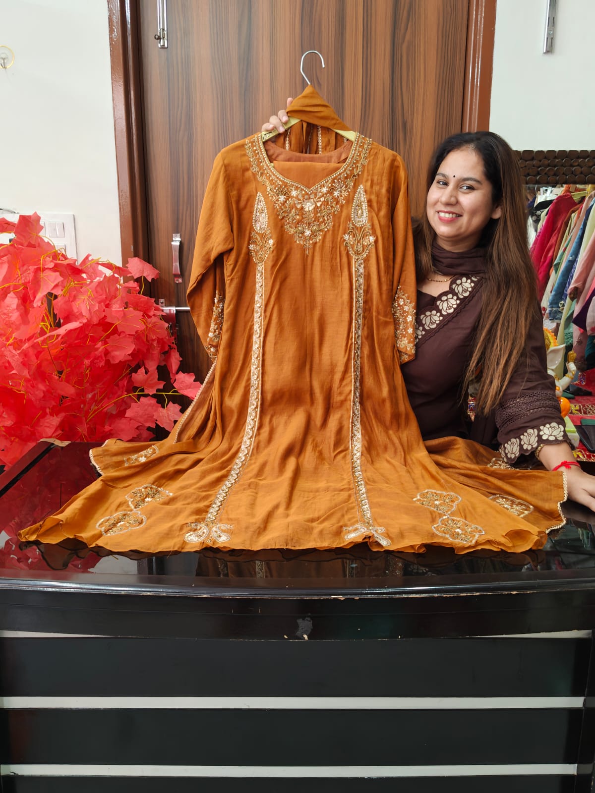 Inaaya Kincha Brown Mul chanderi suit set (INCP 014)