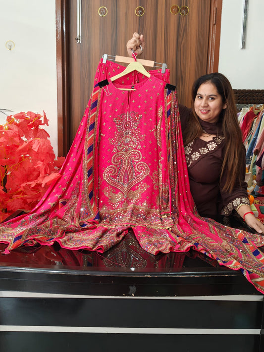 Inaaya pinkish-red sharara suit set (INCP 026)