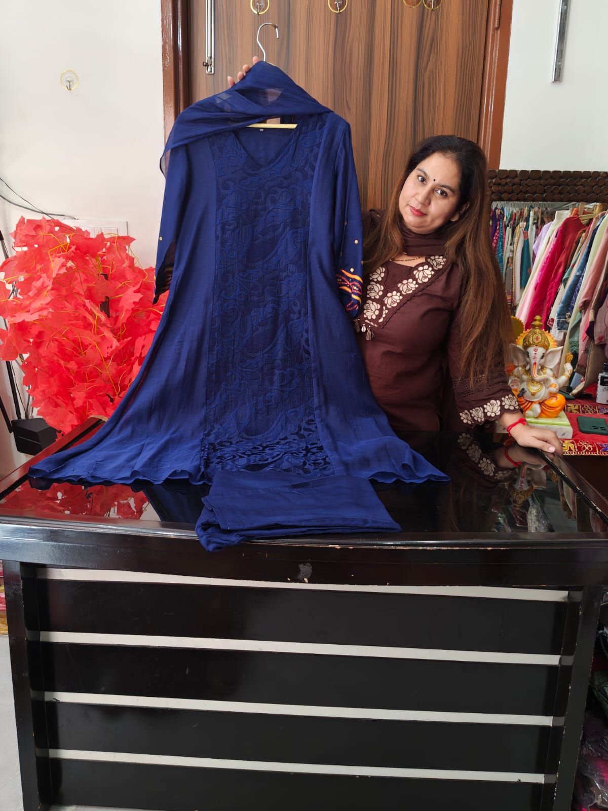 Inaaya blue mul chanderi suit set (INCP 041)