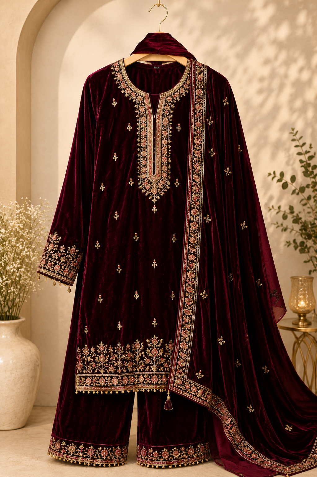 Cotton Fabric Velvet Suits