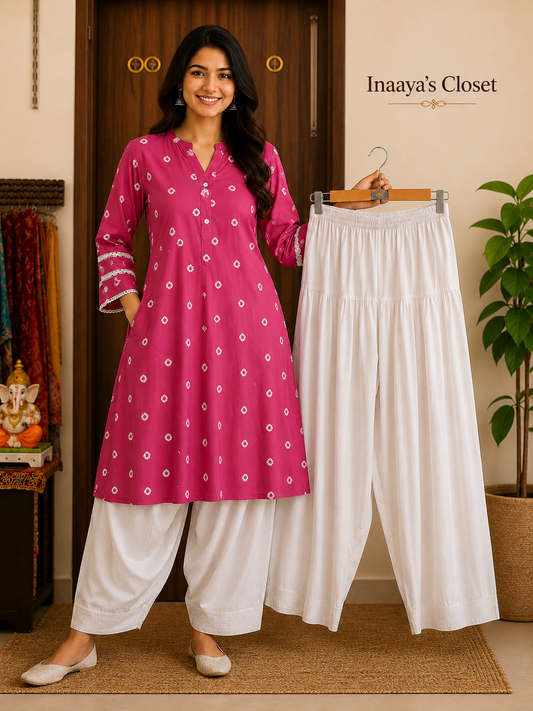 Pink Floral Buti Cotton Suit