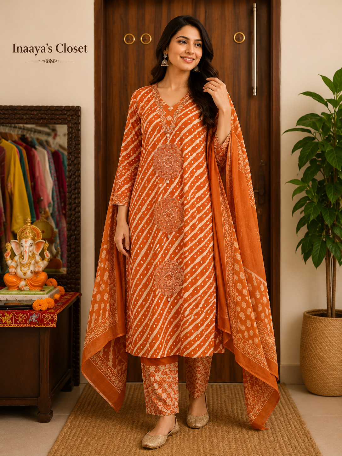Sunset Bandhani Grace Suit