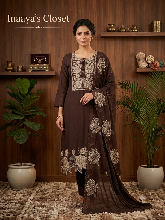 Embroidered Cotton Suit