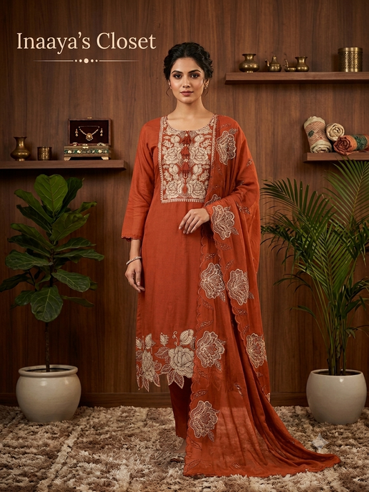 Embroidered Cotton Suit