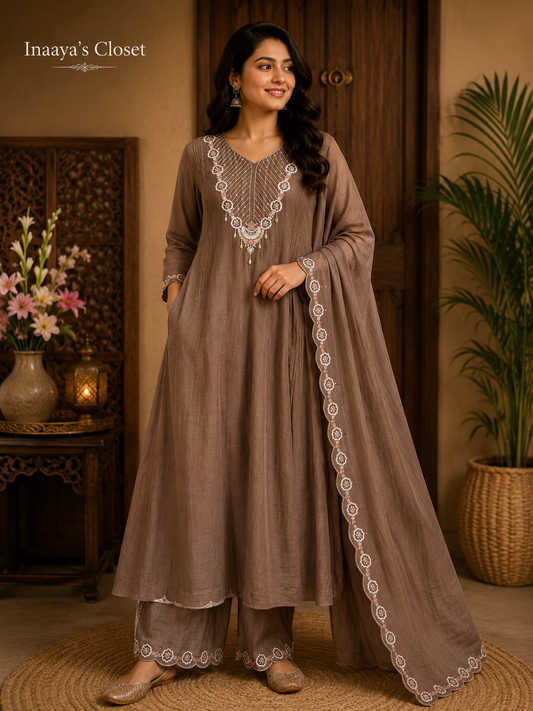 Embroidered A-Line Palazzo