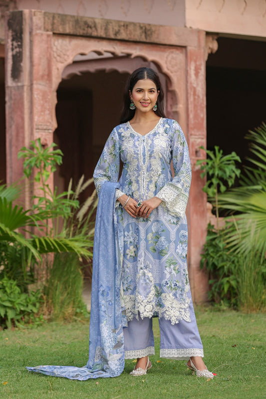 Inaaya pastel blue chinnon festive wear suit set (INCP 053)