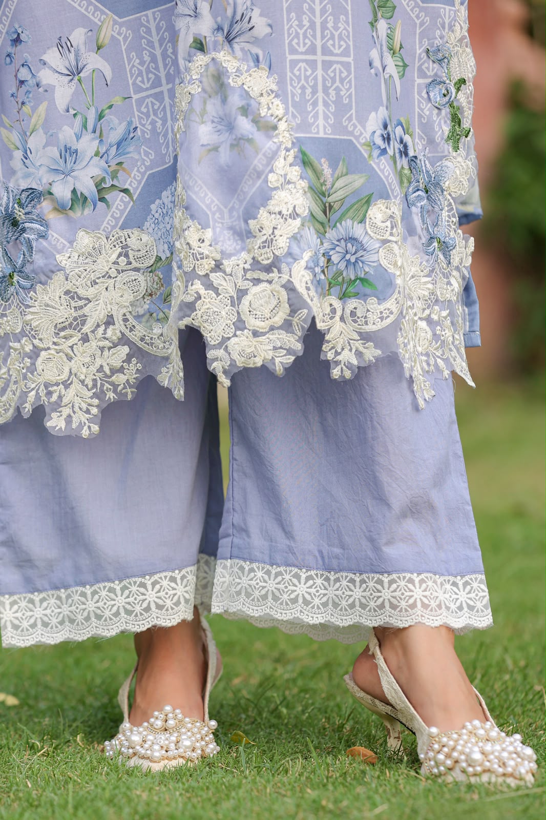 Inaaya pastel blue chinnon festive wear suit set (INCP 053)