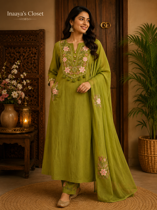 Floral Embroidered Suit