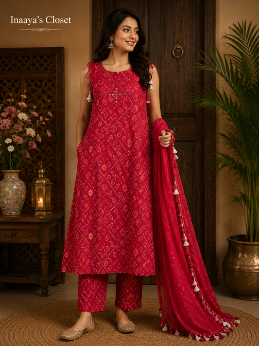 Bandhani Print Kurta Set