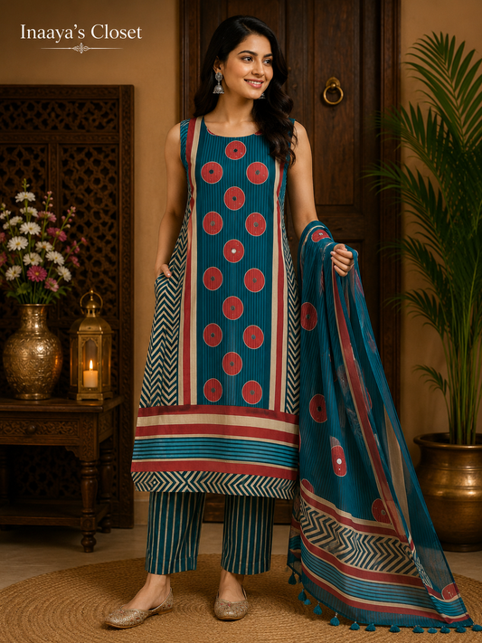 Geometric Printed Straight Suit