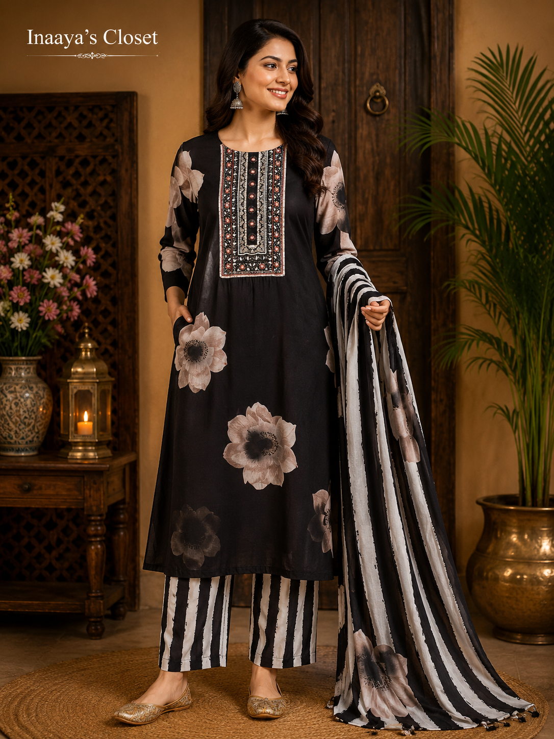 Midnight Bloom Printed Suit