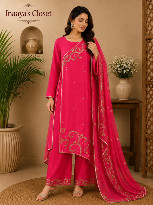 Ruby Royale Embroidered Suit