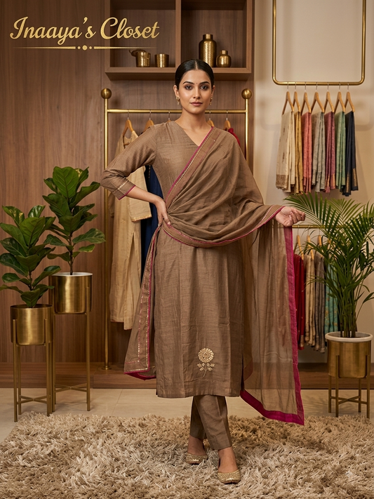 Textured Silk Kurta Set