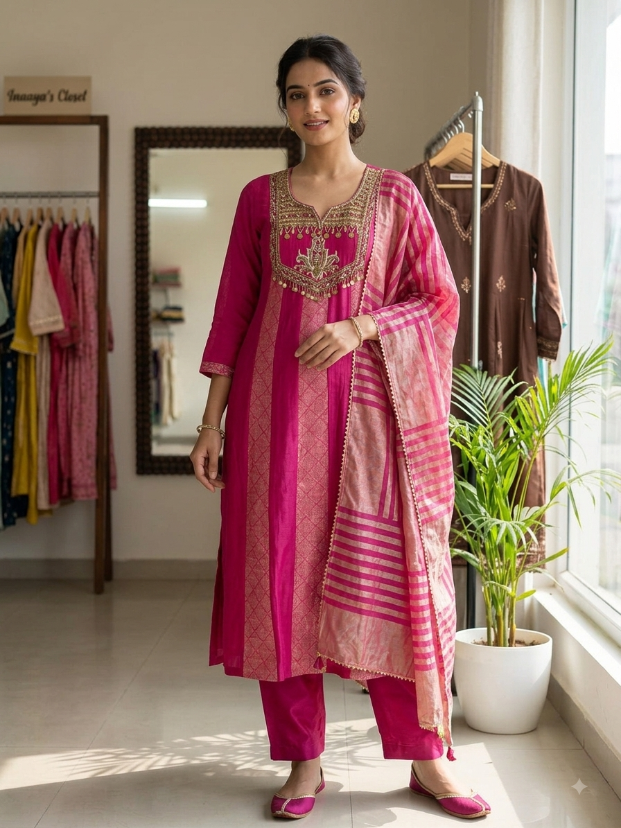 Chanderi Silk Suit Set