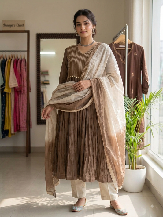 Inaaya Chanderi Silk Gathered Suit Set